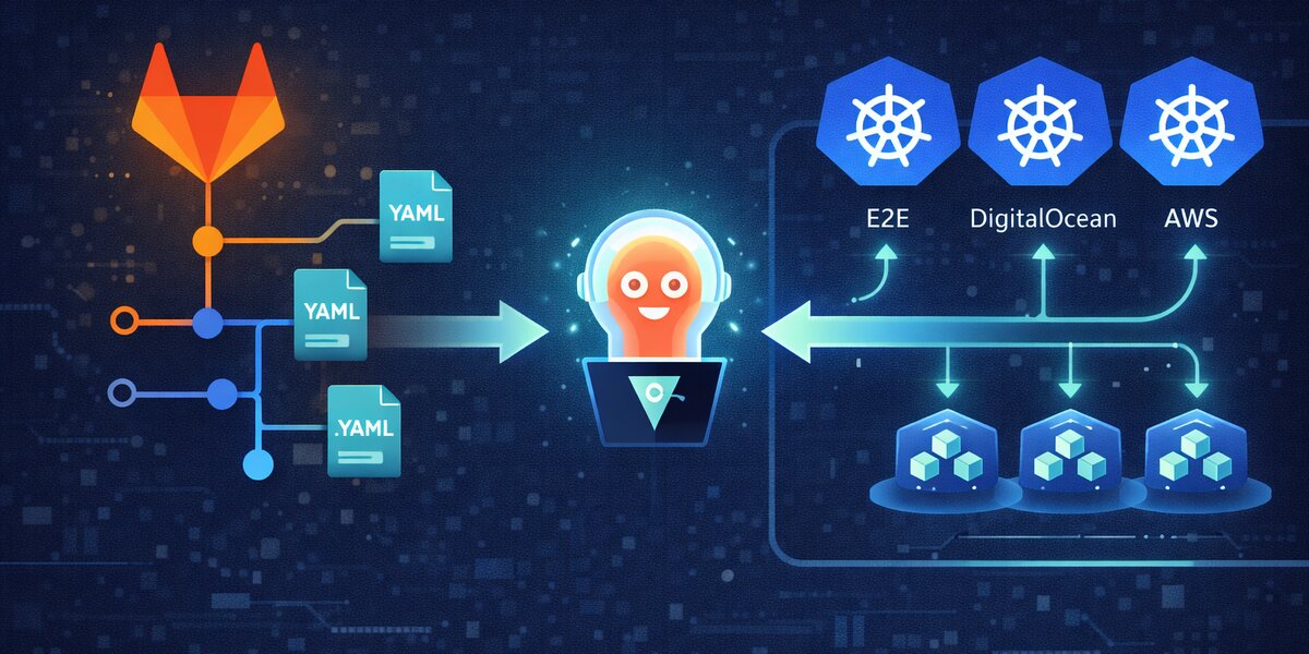 ArgoCD orchestrating multi-cluster GitOps deployments across E2E, DigitalOcean, and AWS