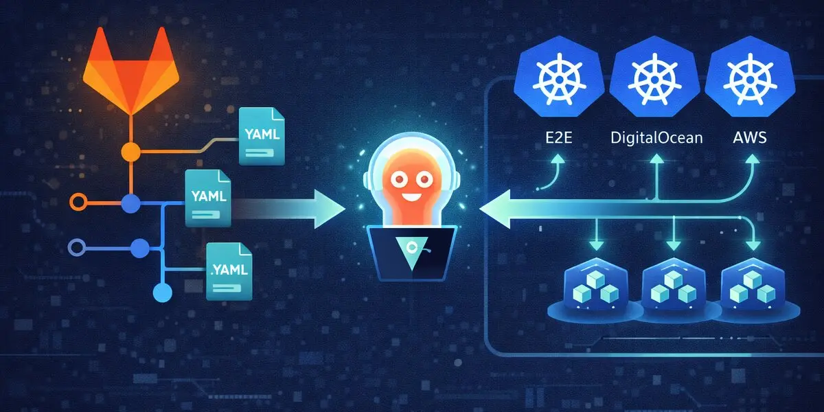 ArgoCD orchestrating multi-cluster GitOps deployments across E2E, DigitalOcean, and AWS