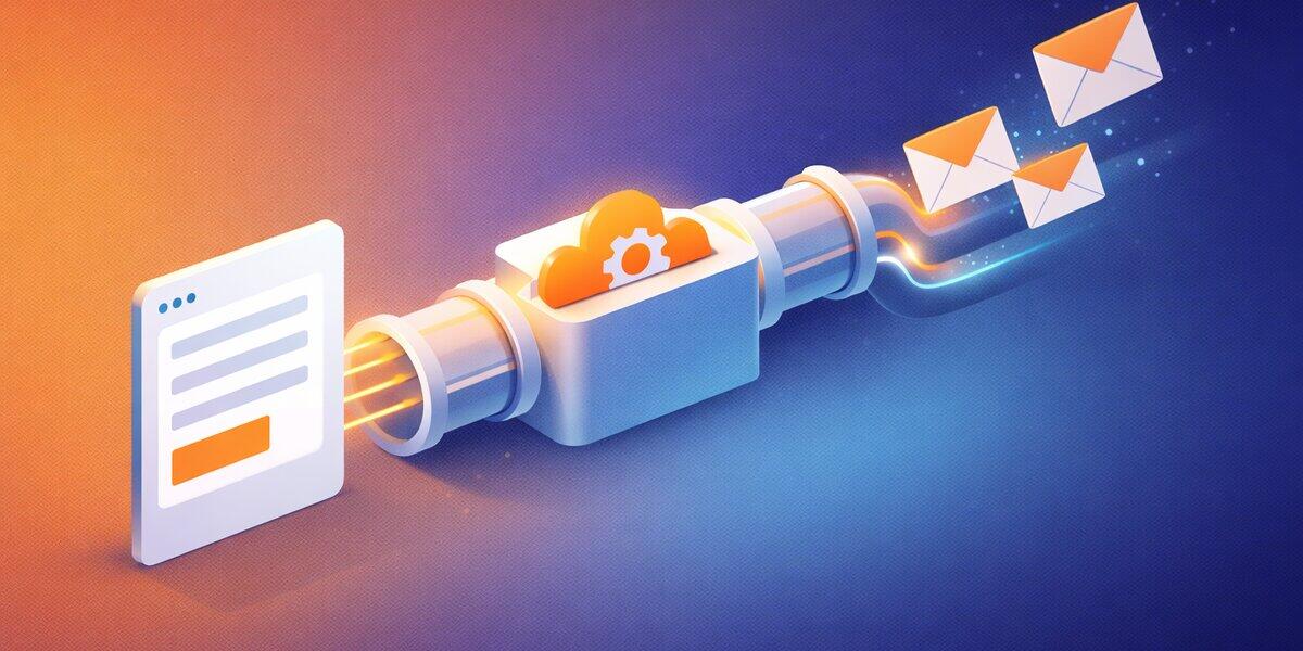 Form submission flowing through a pipeline to email notifications