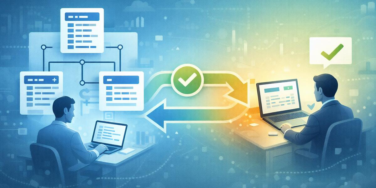 Database schema diagram showing approval workflows with maker and checker roles